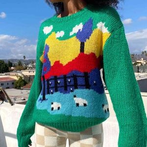 Lisa Says Gah Campagne Cottage Scene Sweater NWOT